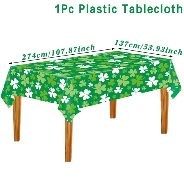 Irish Shamrock Disposable Tablecloth - Perfect for St. Patrick's Day Celebration Decor