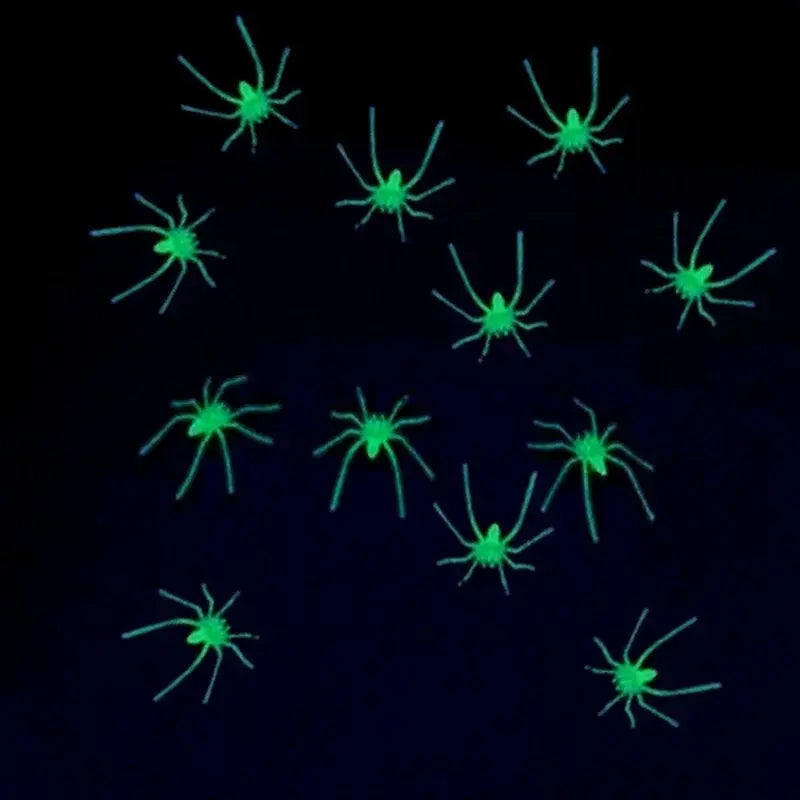 Halloween Luminous Rubber Fake Spider Prank Toy: Set of 10 Plastic Figures for DIY Party Decorations