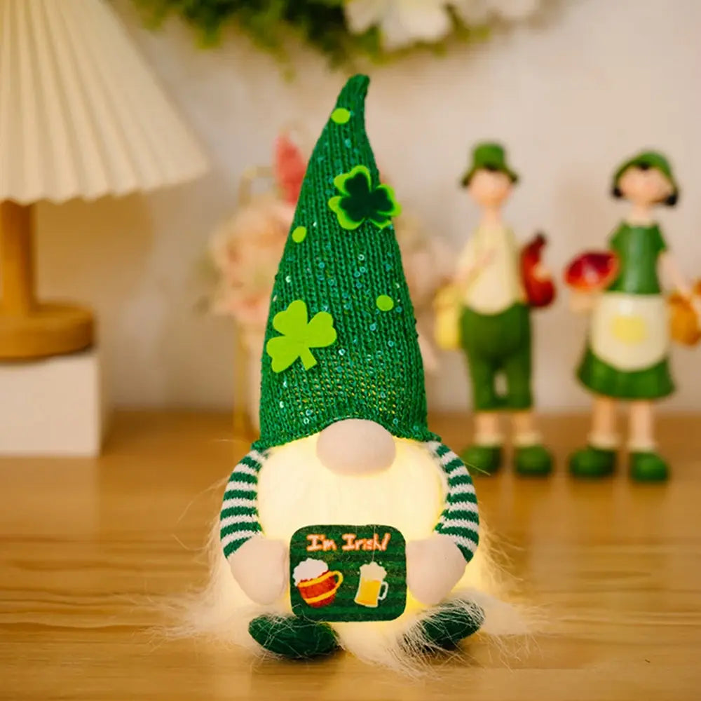 Irish Gnome LED Light-Up Pendant - 29cm Saint Patrick's Day Luminous Clover Decoration