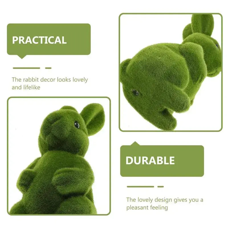 Festival Moss Bunny Figurine: Artificial Green Grass Flocking Rabbit Statue for Easter Outdoor Garden and Yard Decoration