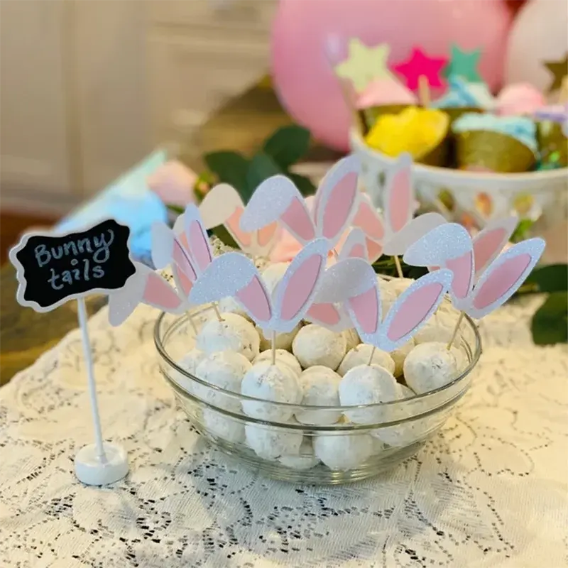 Easter Bunny Ears Cupcake Toppers - Adorable Rabbit Cake Toppers for Kids' Birthday and Easter Party Decorations