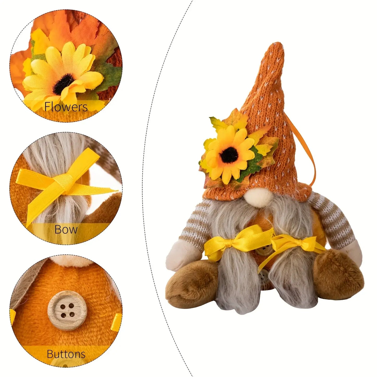 Harvest Season Maple Leaf Straw Hat Rudolf Short Legs Doll Goblin Dwarf Doll Pendant: Thanksgiving Decoration and Children's Gift