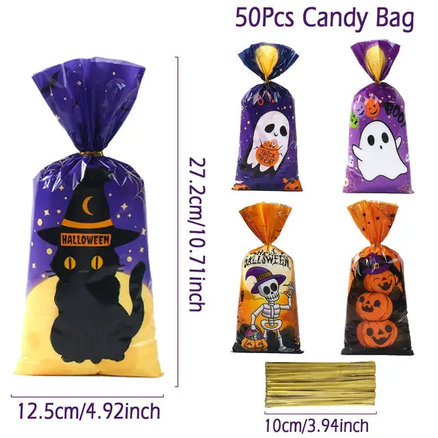 2023 Halloween Candy Bags: Home Decoration and Party Supplies for Halloween, Perfect for Packaging Cookies, Desserts, and Baked Treats