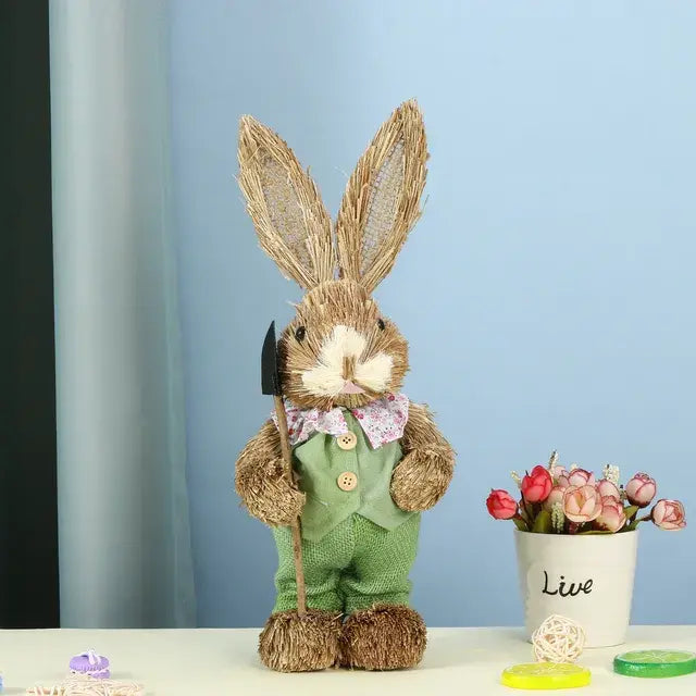 Springtime Simulated Straw Bunny: Charming Easter Home and Garden Decoration