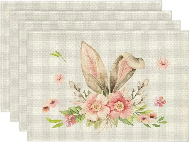 4PCS Linen Cute Bunny Easter Eggs Placemats - 30*45CM"