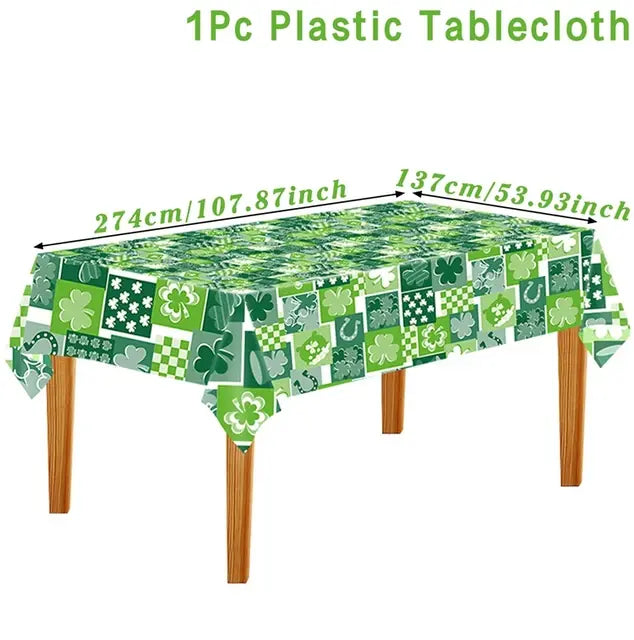 Irish Shamrock Disposable Tablecloth - Perfect for St. Patrick's Day Celebration Decor