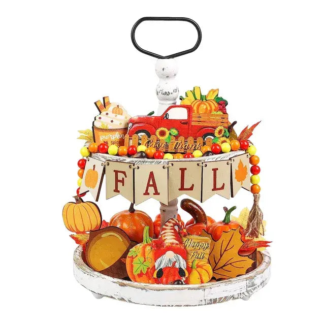 Fall Tiered Tray Decor Set: Thanksgiving and Fall Home Decor with Coffee Station Decorations Sign