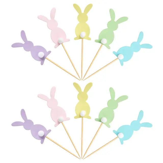 Easter Bunny Ears Cupcake Toppers - Adorable Rabbit Cake Toppers for Kids' Birthday and Easter Party Decorations