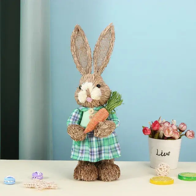 Springtime Simulated Straw Bunny: Charming Easter Home and Garden Decoration