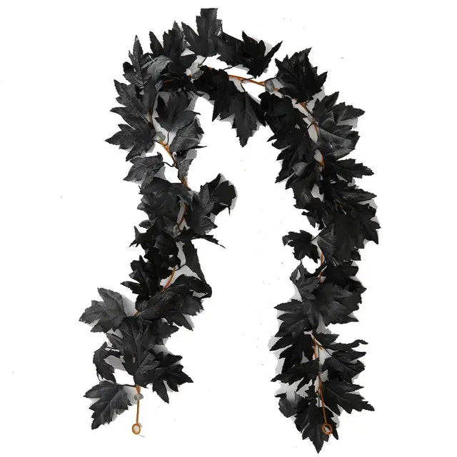 Artificial Autumn Maple Leaves Vine Garland: Set of 2 for Christmas, Halloween, and Thanksgiving Party Fireplace Fall Decor