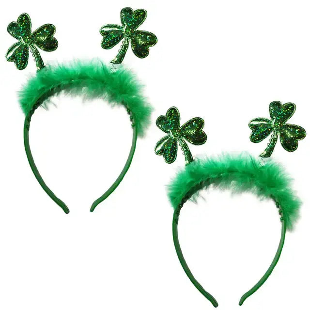 2pcs St. Patrick's Day Green Shamrock Clover Headbands