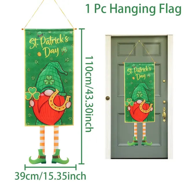 Irish Shamrock Clover Hanging Flag - St. Patrick’s Day Porch Banner for Garden and Door Decoration"