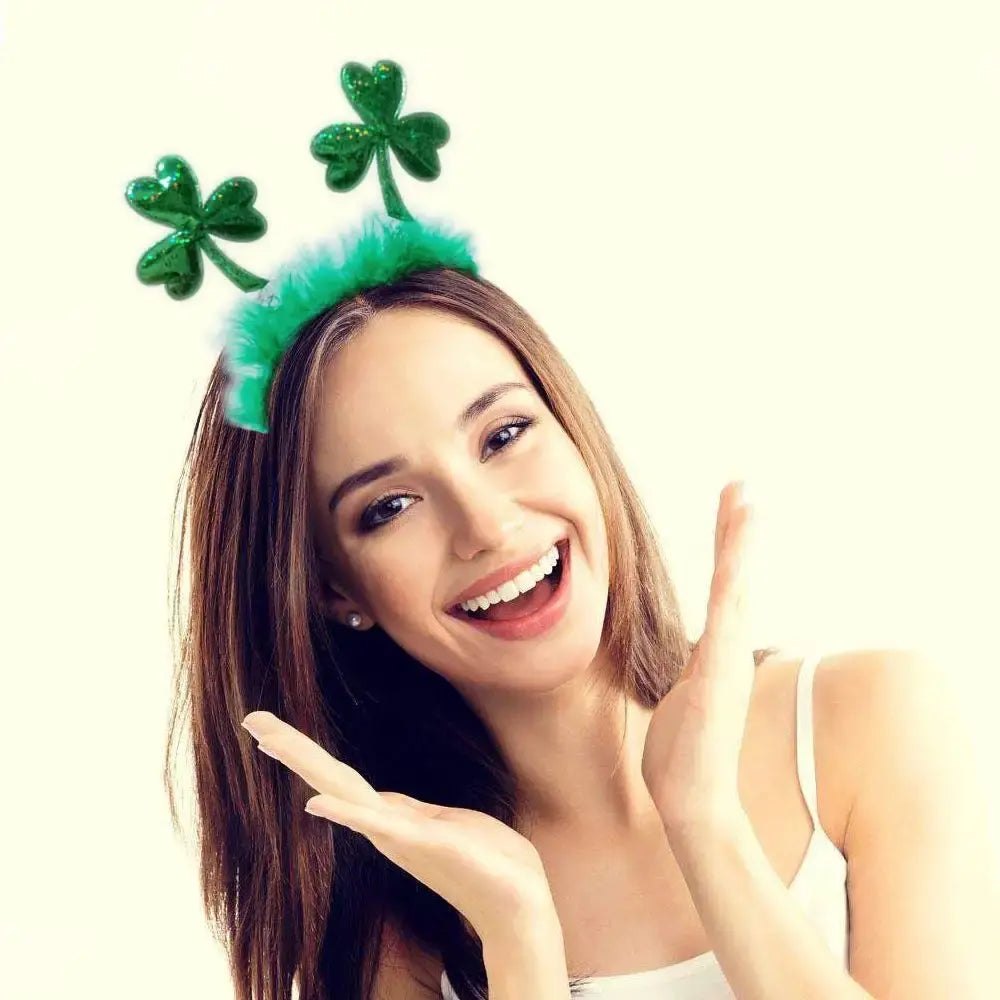 2pcs St. Patrick's Day Green Shamrock Clover Headbands