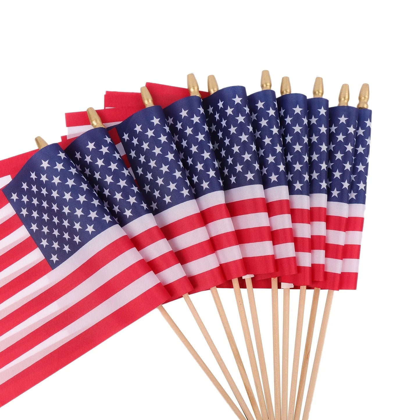 Set of 12 Small American Flags on Sticks - Mini US Flags for Outdoor Patriotic Holiday Decor, Yard, Patio