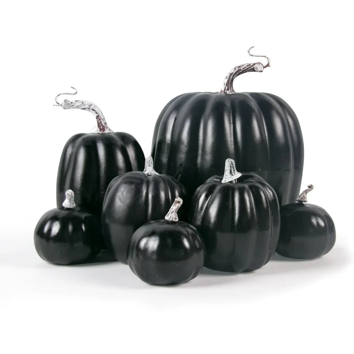 7-Piece Assorted Sizes Artificial Pumpkins Set: Halloween, Thanksgiving, Fall Harvest Home Decoration