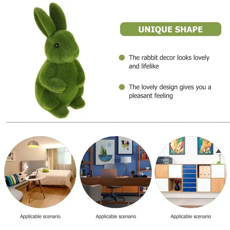 Festival Moss Bunny Figurine: Artificial Green Grass Flocking Rabbit Statue for Easter Outdoor Garden and Yard Decoration