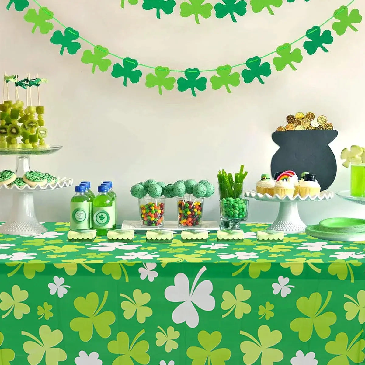 Irish Shamrock Disposable Tablecloth - Perfect for St. Patrick's Day Celebration Decor