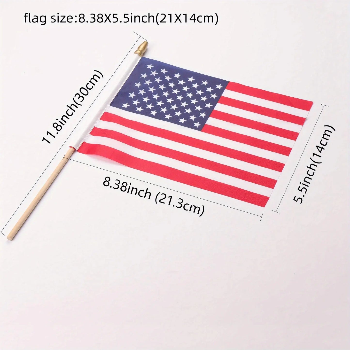 Set of 12 Small American Flags on Sticks - Mini US Flags for Outdoor Patriotic Holiday Decor, Yard, Patio