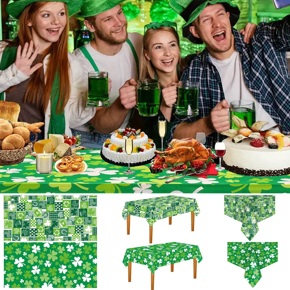 Irish Shamrock Disposable Tablecloth - Perfect for St. Patrick's Day Celebration Decor