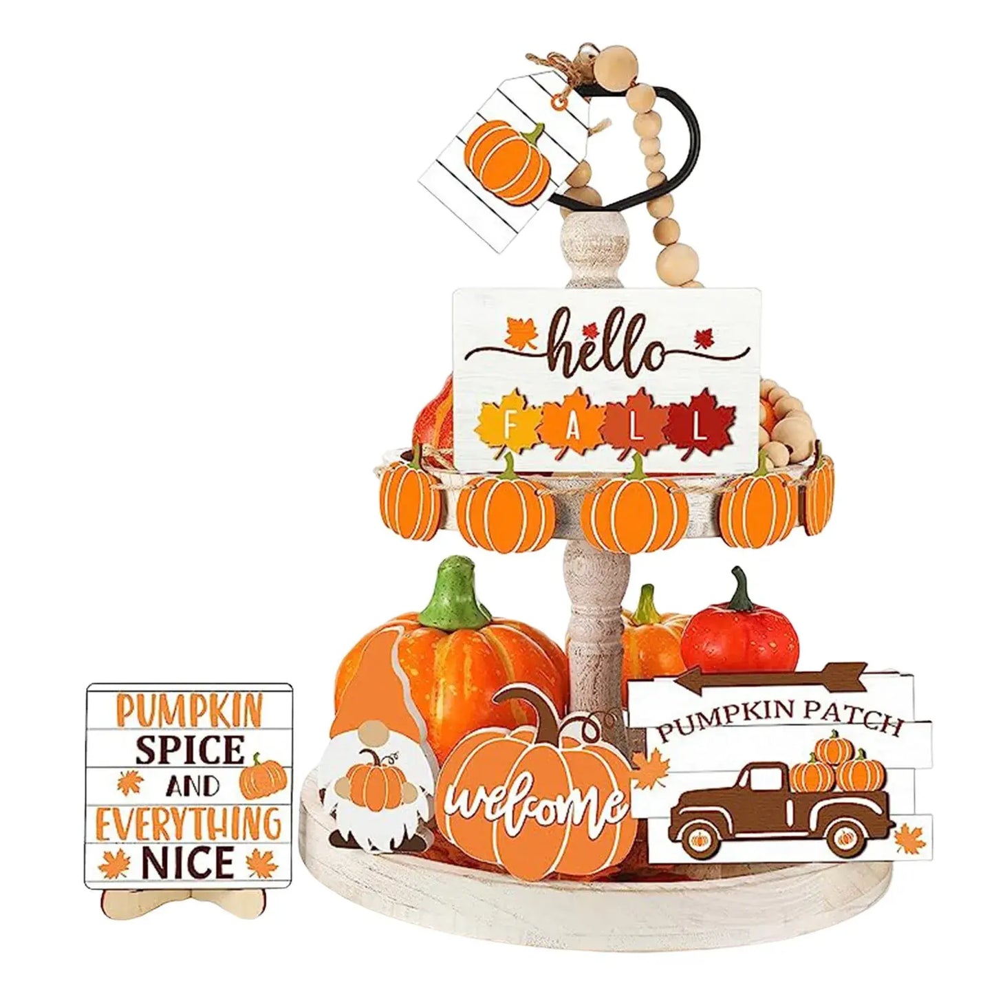 Fall Tiered Tray Decor Set: Thanksgiving and Fall Home Decor with Coffee Station Decorations Sign