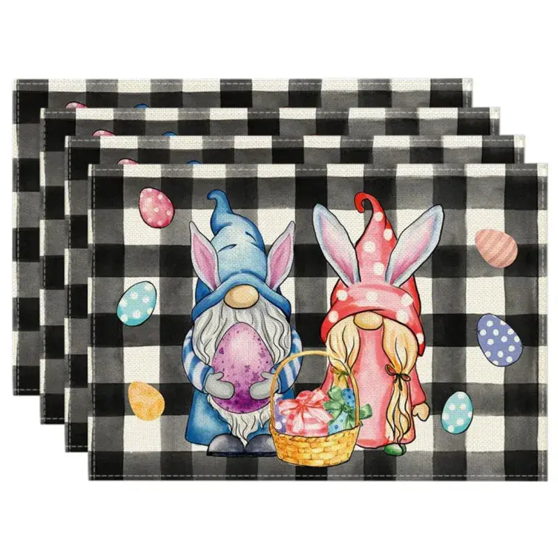 4PCS Linen Cute Bunny Easter Eggs Placemats - 30*45CM"