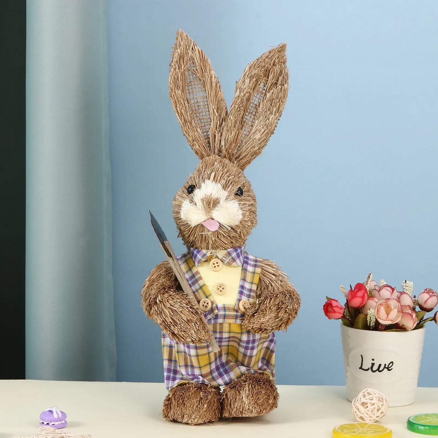 Springtime Simulated Straw Bunny: Charming Easter Home and Garden Decoration