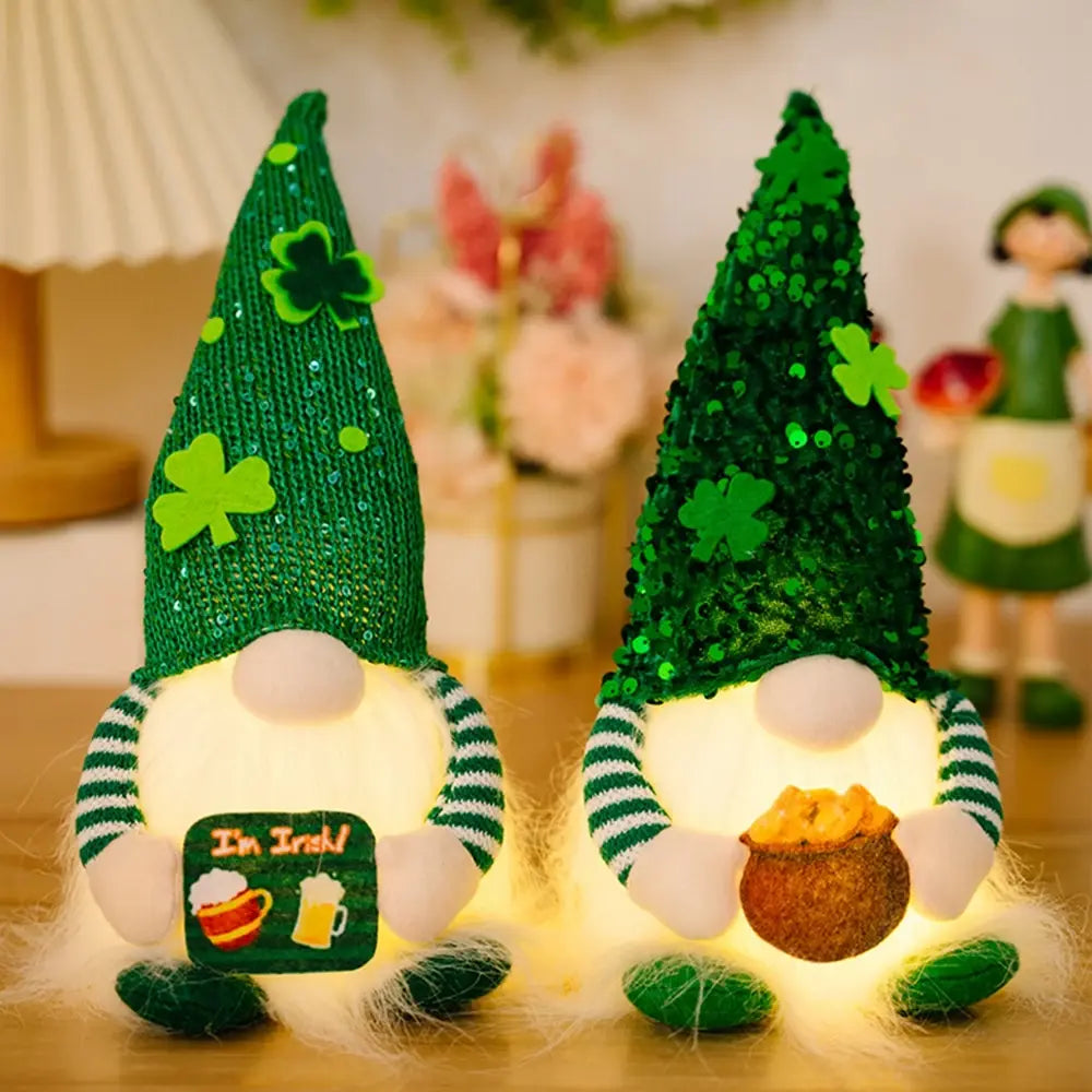 Irish Gnome LED Light-Up Pendant - 29cm Saint Patrick's Day Luminous Clover Decoration