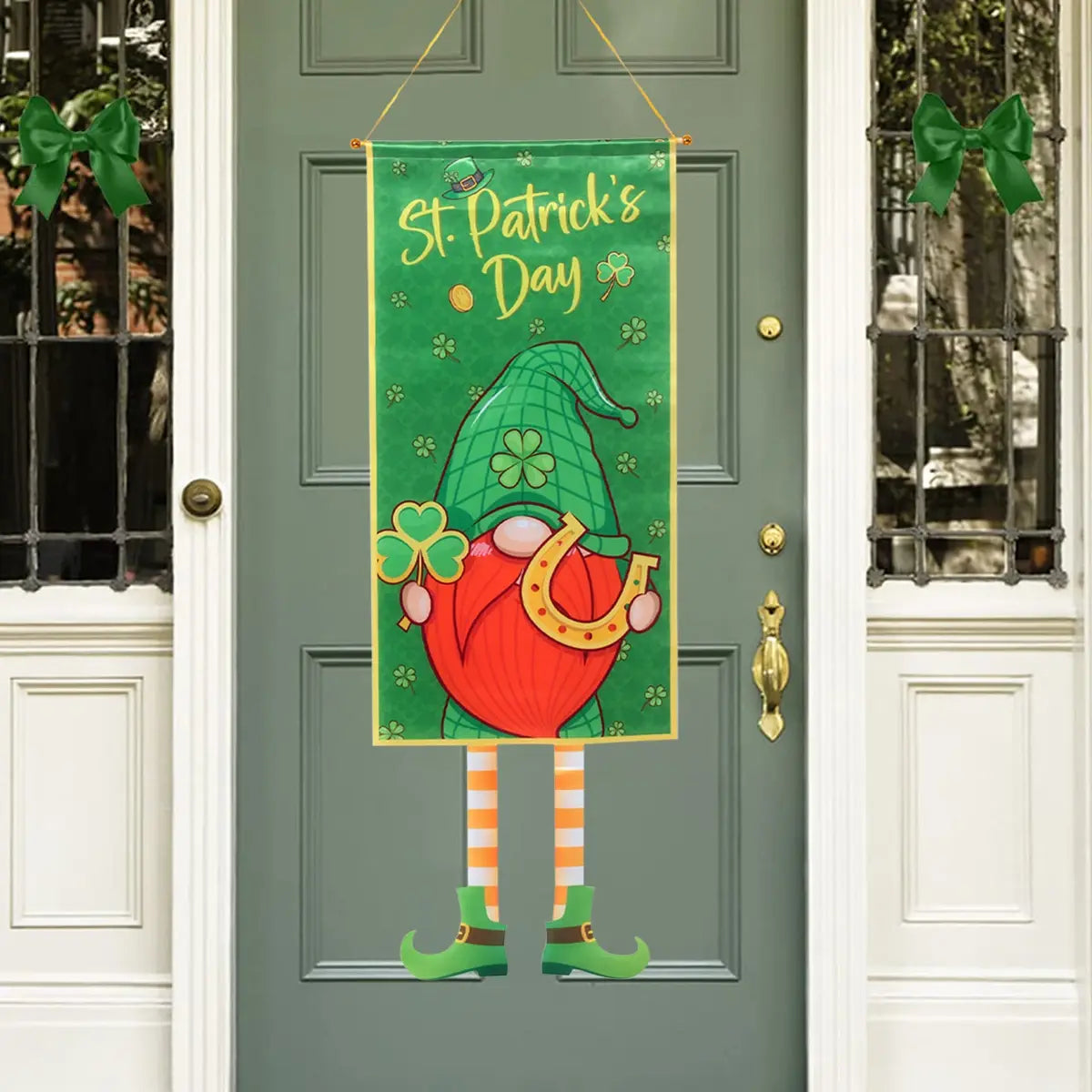 Irish Shamrock Clover Hanging Flag - St. Patrick’s Day Porch Banner for Garden and Door Decoration"