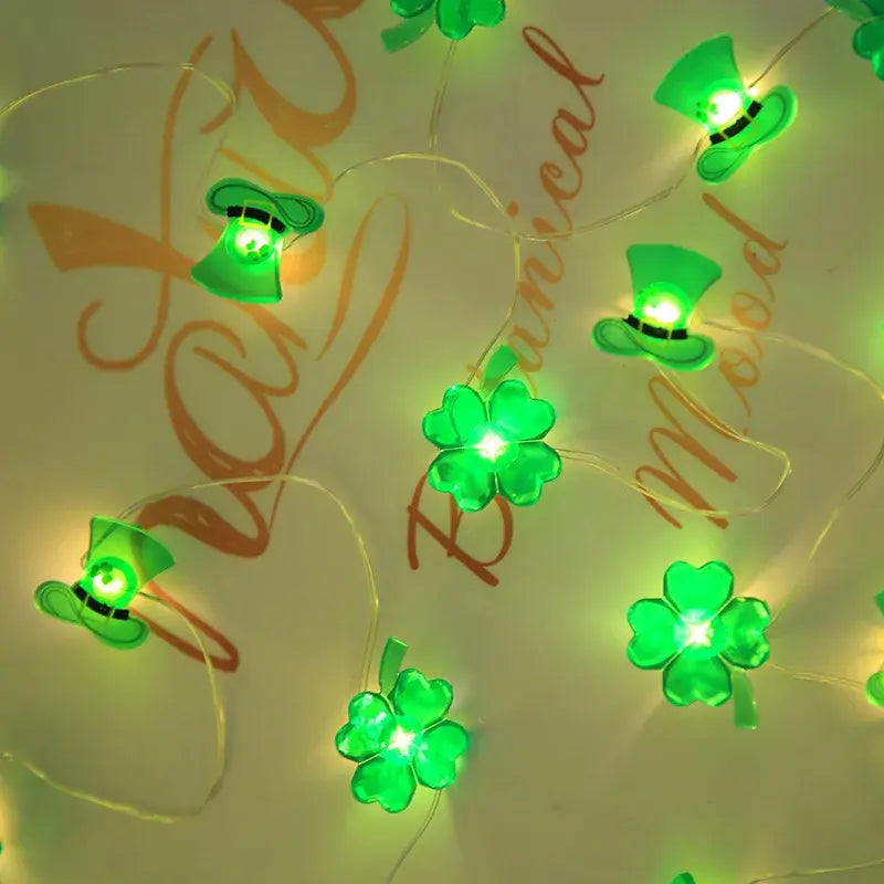 Shimmering Saint Patrick's Day LED Lights String - 2 Meters with 20 LEDs