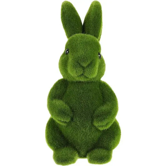 Festival Moss Bunny Figurine: Artificial Green Grass Flocking Rabbit Statue for Easter Outdoor Garden and Yard Decoration