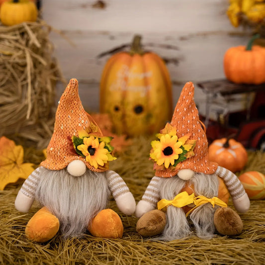 Harvest Season Maple Leaf Straw Hat Rudolf Short Legs Doll Goblin Dwarf Doll Pendant: Thanksgiving Decoration and Children's Gift