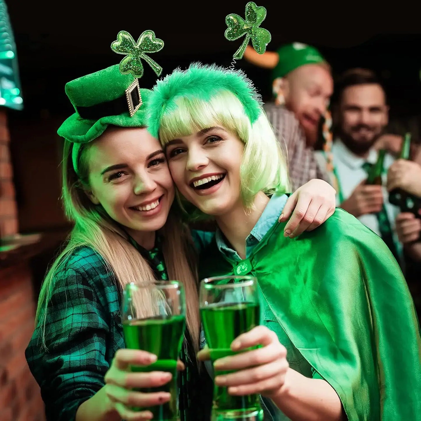 2pcs St. Patrick's Day Green Shamrock Clover Headbands