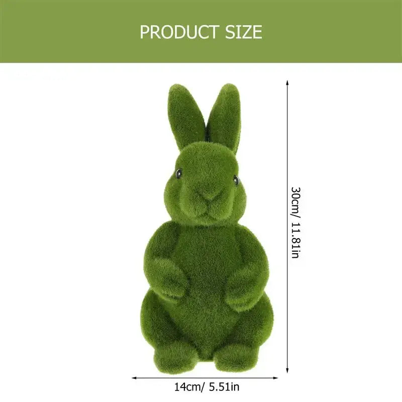 Festival Moss Bunny Figurine: Artificial Green Grass Flocking Rabbit Statue for Easter Outdoor Garden and Yard Decoration