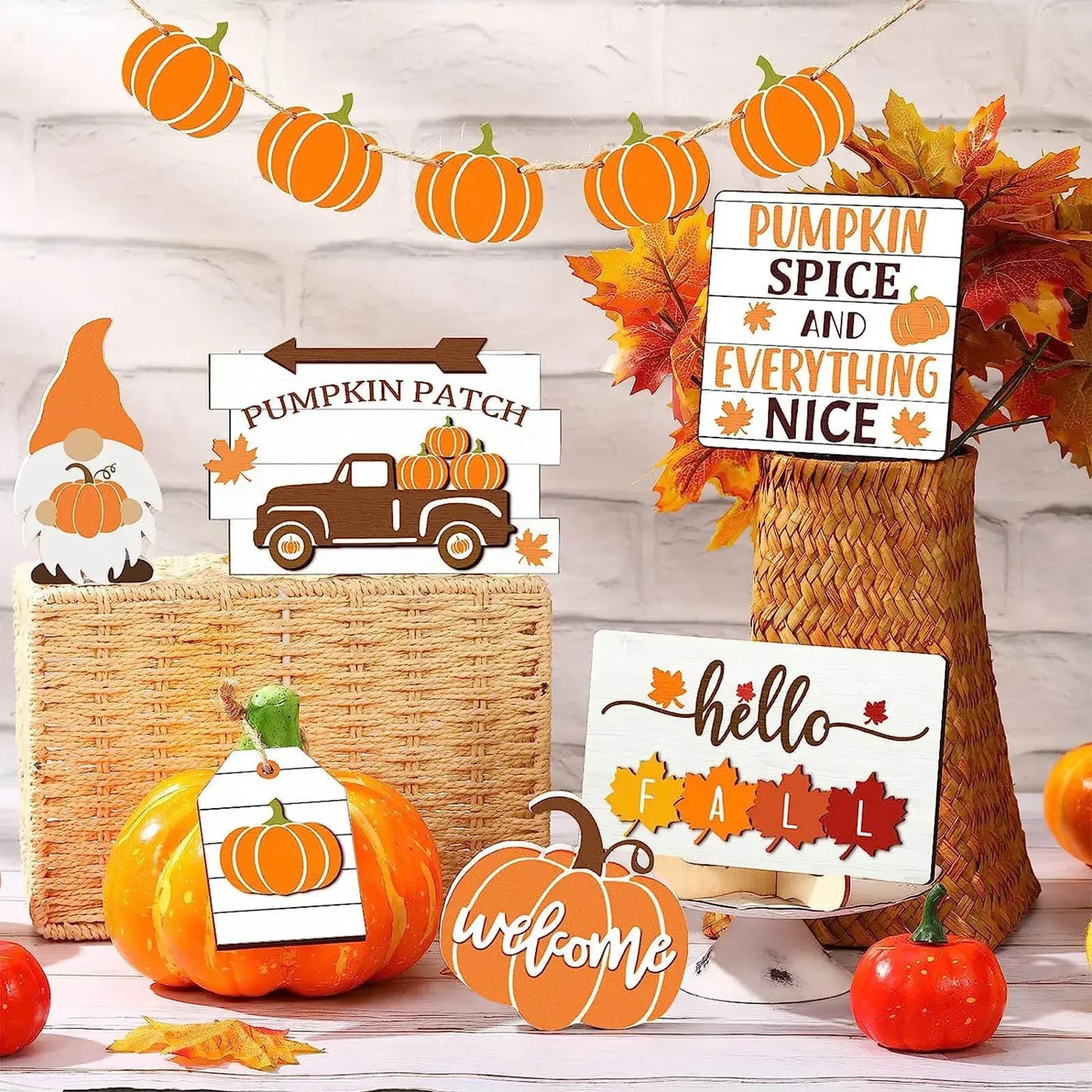 Fall Tiered Tray Decor Set: Thanksgiving and Fall Home Decor with Coffee Station Decorations Sign